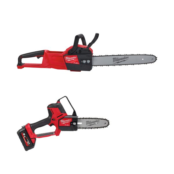 M18 FUEL Akku-Astsäge M18FHS20-552 + Akku-Kettensäge 40cm M18FCHS-0