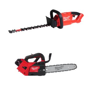 M18 FUEL Akku-Top-Handle-Kettensäge M18FTHCHS35-802, 2x 8,0 Ah und Lader + Akku-Heckenschere 45 cm M18FHET45-0