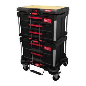 PACKOUT Werkstattwagen mit 5 Schubladen, 3 Einlagen, Rollbrett, Platte