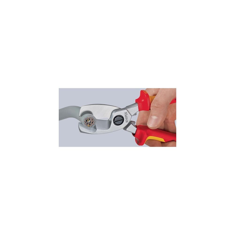 Knipex Kabelschere Länge 200 mm Kopf verchromt VDE Mehrkomponenten-Hüllen – Bild 3