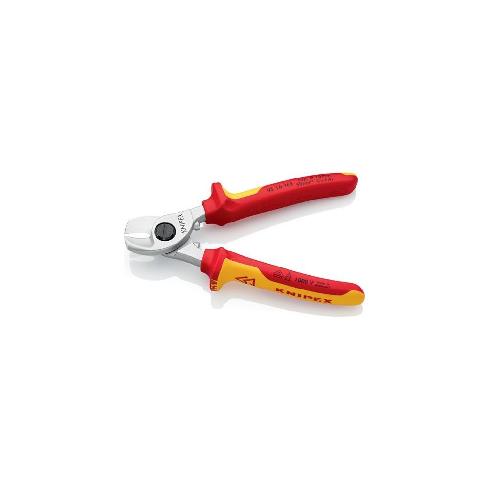 Knipex Kabelschere Länge 165 mm Kopf verchromt VDE Mehrkomponenten-Hüllen Form 1 – Bild 2