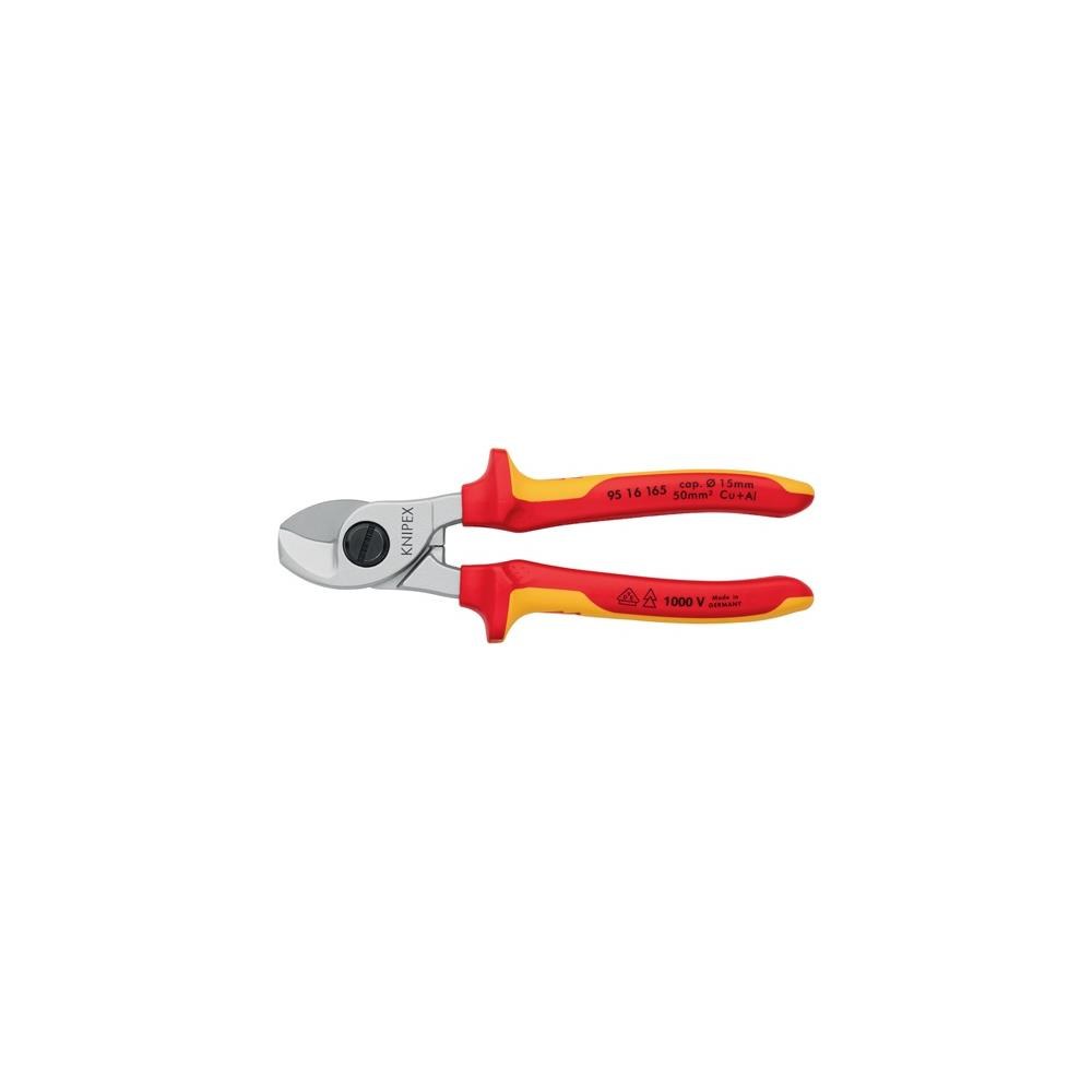 Knipex Kabelschere Länge 165 mm Kopf verchromt VDE Mehrkomponenten-Hüllen Form 1 – Bild 3