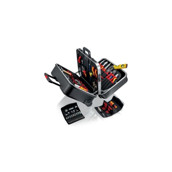Knipex Werkzeugsortiment Big Twin Move Elektro 63-teilig im Hartschalenkoffer mit Fahrgestell für Elektriker