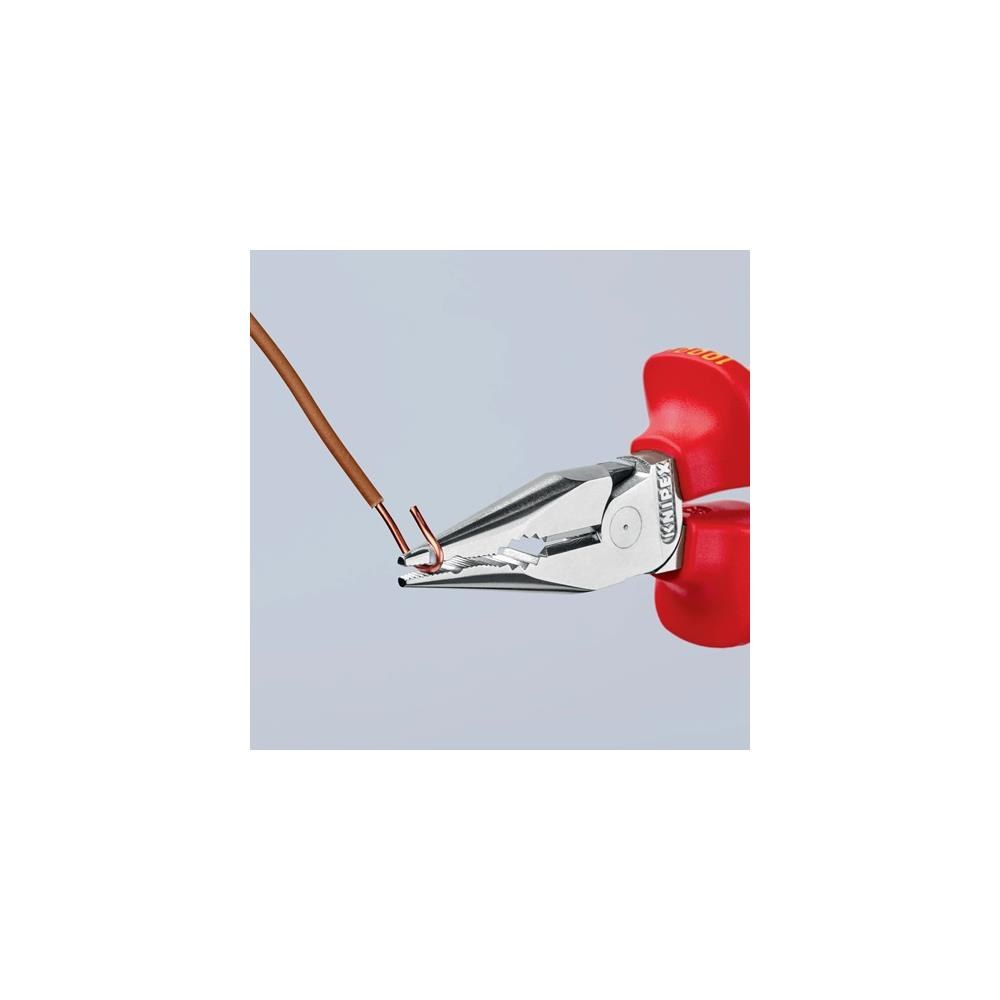 Knipex Spitzkombizange Länge 145 mm Mehrkomponentenhüllen verchromt VDE – Bild 3