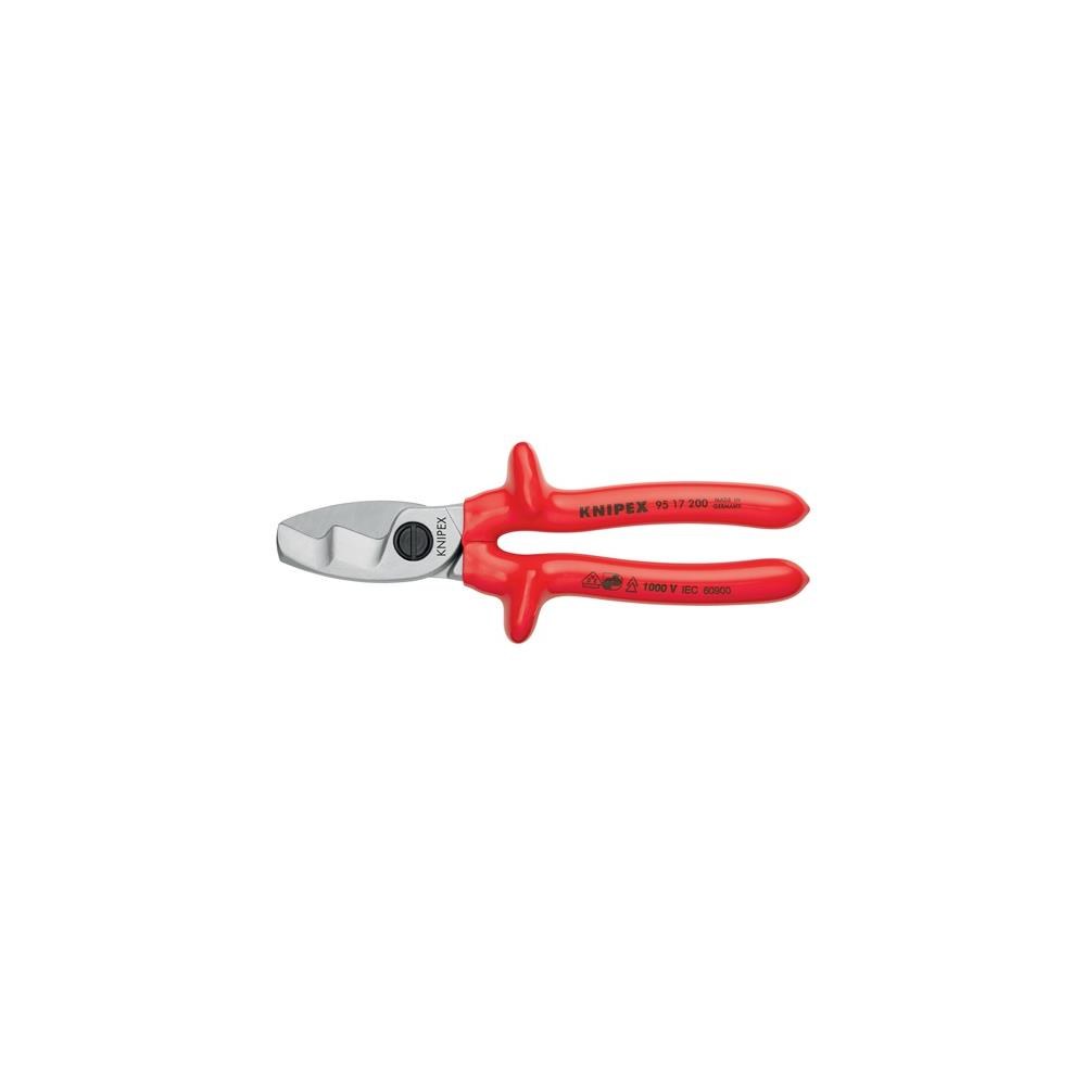 Knipex Kabelschere Länge 200 mm Kopf verchromt VDE tauchisoliert – Bild 2