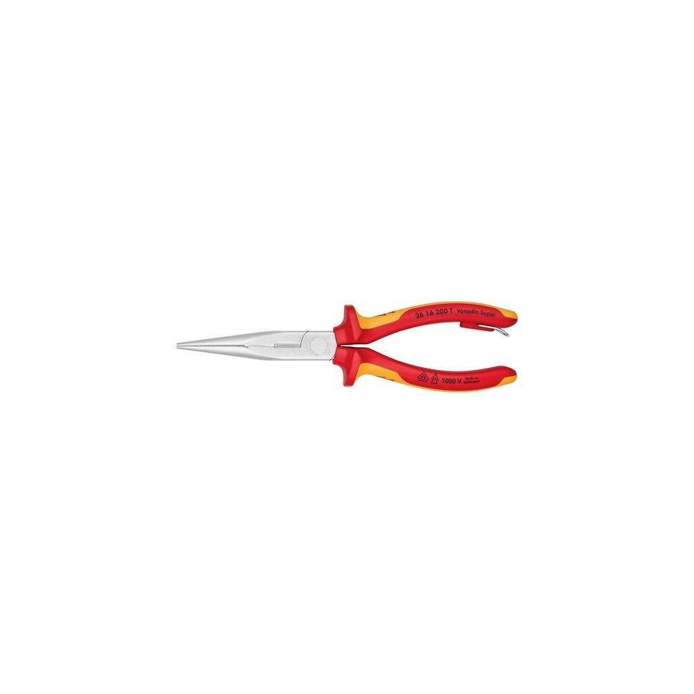 Knipex Flachrundzange Länge 200 mm gerade VDE mit Befestigungsöse Mehrkomponenten-Hüllen – Bild 3