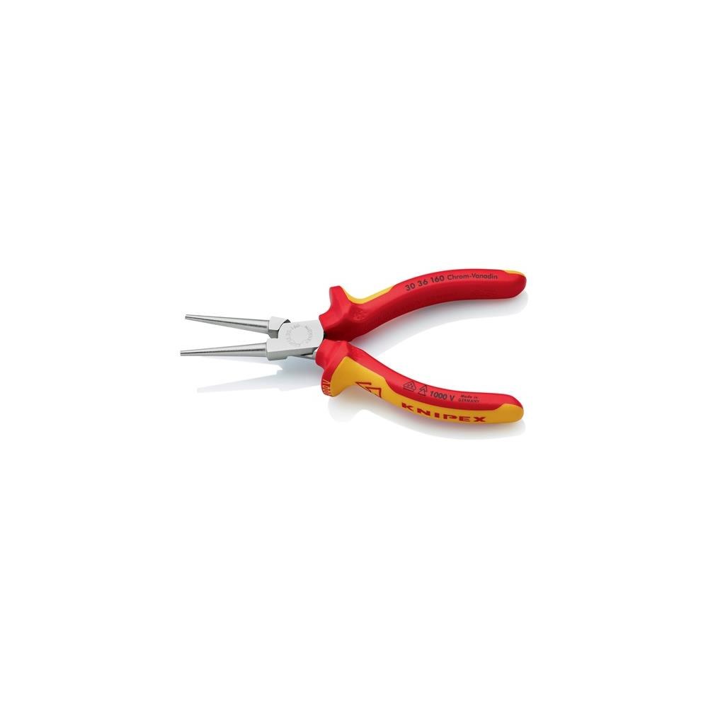 Knipex Langbeckzange Gesamtlänge 160 mm Form 3 Kopf verchromt lang, rund VDE Mehrkomponenten-Hüllen – Bild 2