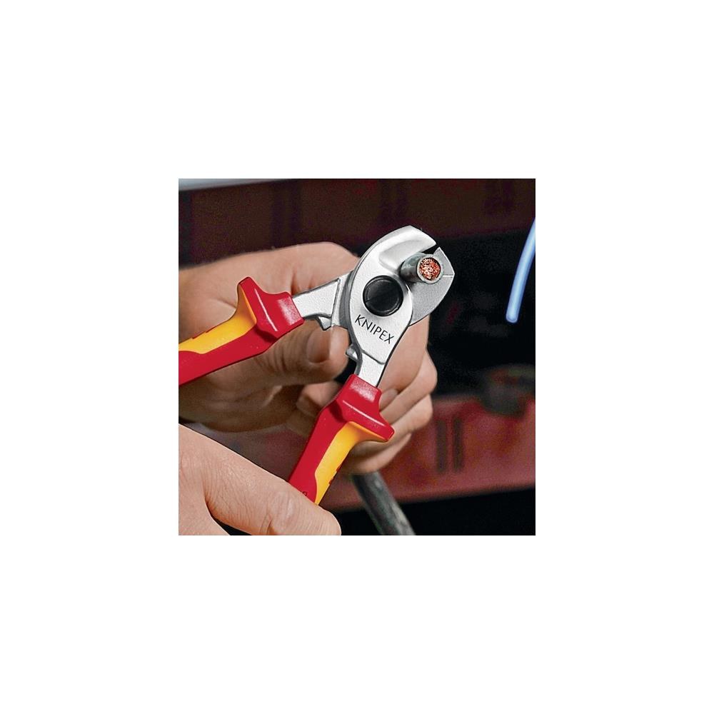 Knipex Kabelschere Länge 165 mm Kopf verchromt VDE Mehrkomponenten-Hüllen Form 2 – Bild 3