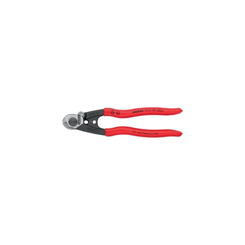 Knipex Drahtseilschere Länge 190 mm poliert Kunststoffüberzug