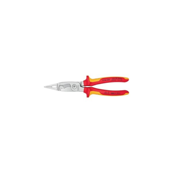 Knipex Elektroinstallationszange Länge 200 mm VDE verchromt Mehrkomponenten-Hüllen ohne Öffnungsfeder