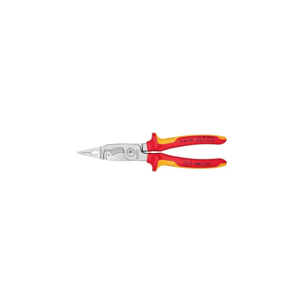 Knipex Elektroinstallationszange Länge 200 mm VDE verchromt Mehrkomponenten-Hüllen ohne Öffnungsfeder