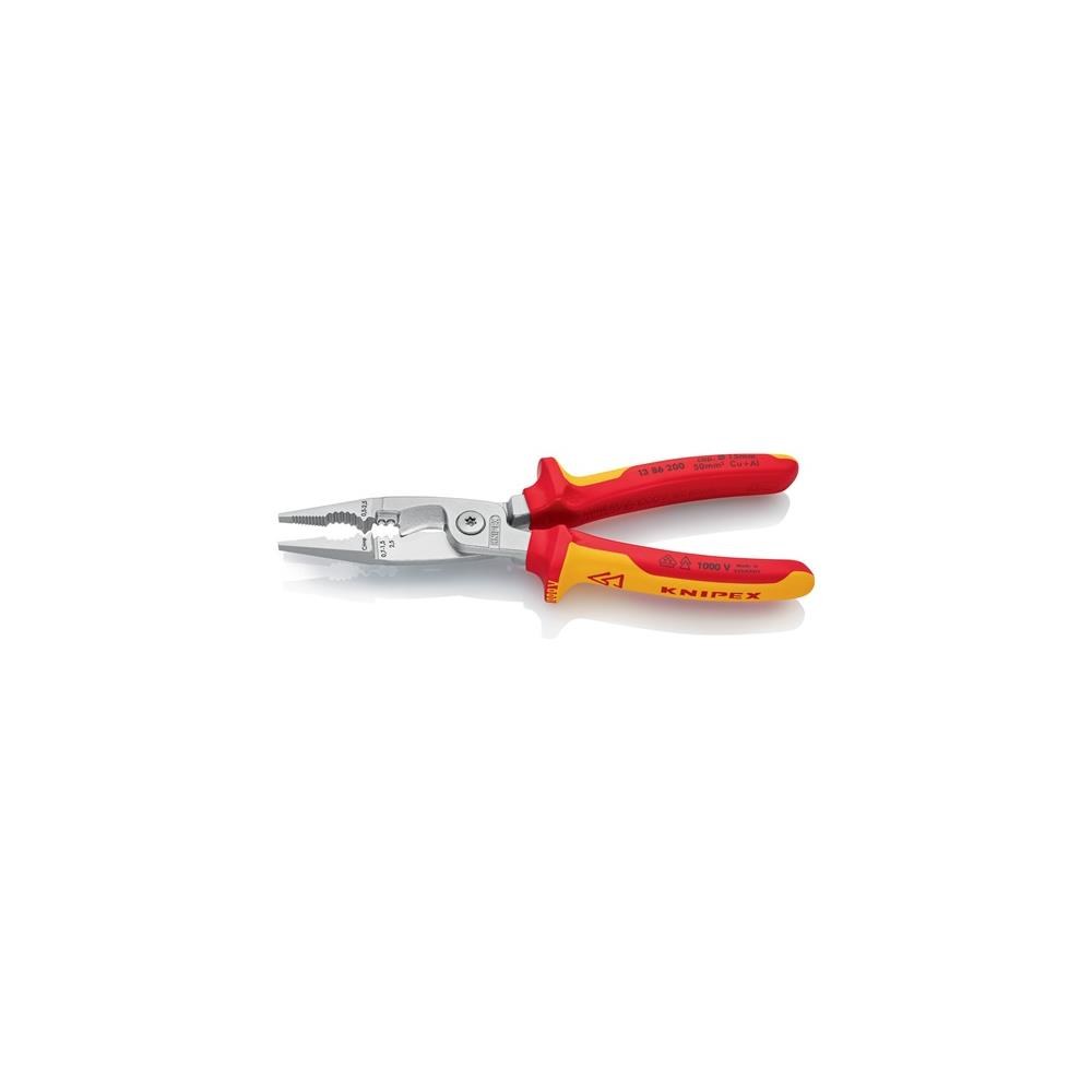 Knipex Elektroinstallationszange Länge 200 mm VDE verchromt Mehrkomponenten-Hüllen ohne Öffnungsfeder – Bild 3