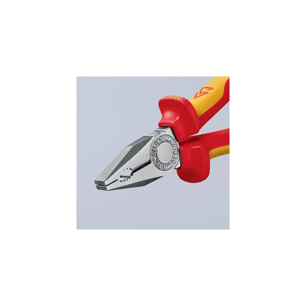 Knipex Kombizange Länge 180 mm Mehrkomponenten-Hüllen verchromt VDE – Bild 2