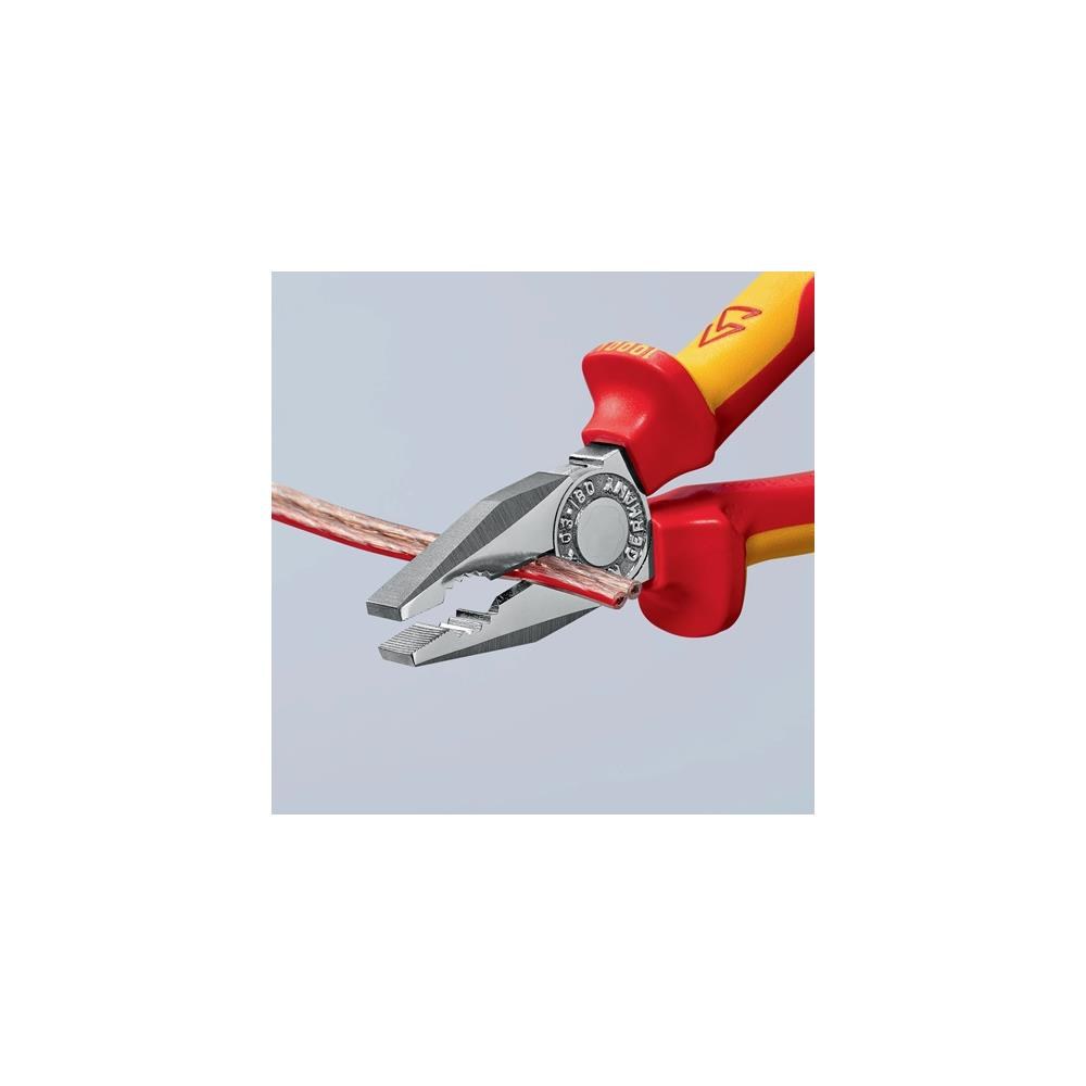 Knipex Kombizange Länge 180 mm Mehrkomponenten-Hüllen verchromt VDE – Bild 3