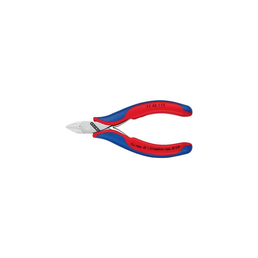 Knipex Elektronik-Seitenschneider Länge 115 mm Form 4 Facette nein Mehrkomponenten-Hüllen spiegelpoliert – Bild 2