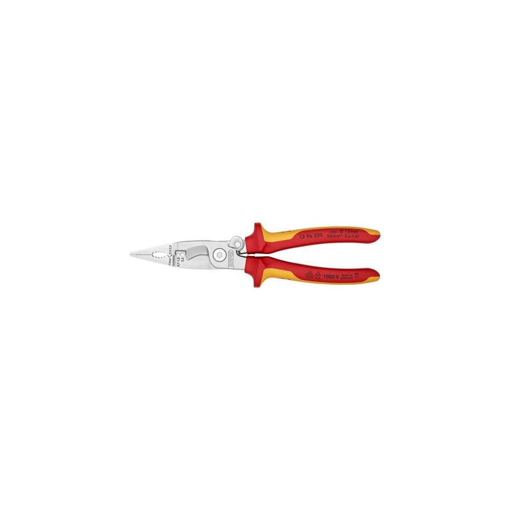 Knipex Elektroinstallationszange Länge 200 mm VDE verchromt mit Öffnungsfeder