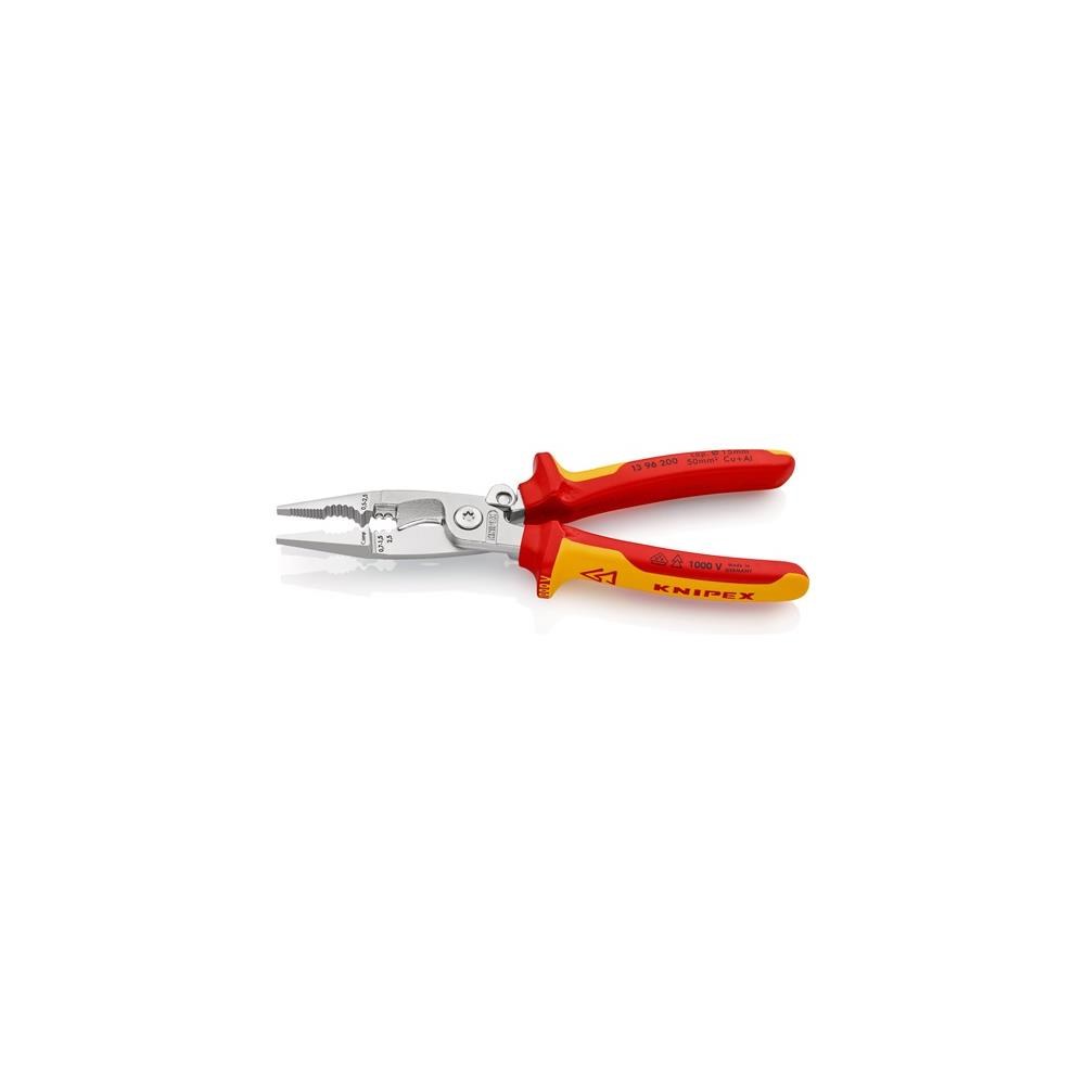 Knipex Elektroinstallationszange Länge 200 mm VDE verchromt mit Öffnungsfeder – Bild 2