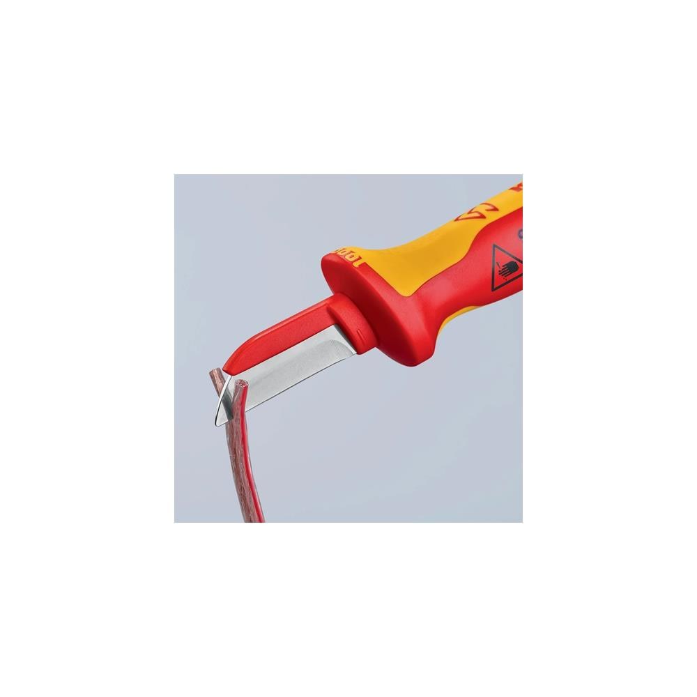 Knipex Kabelmesser Länge 190 mm Klingenlänge 50 mm Klingenrücken mit Kunststoffüberzug VDE 68 g Mehrkomponentengriff – Bild 3