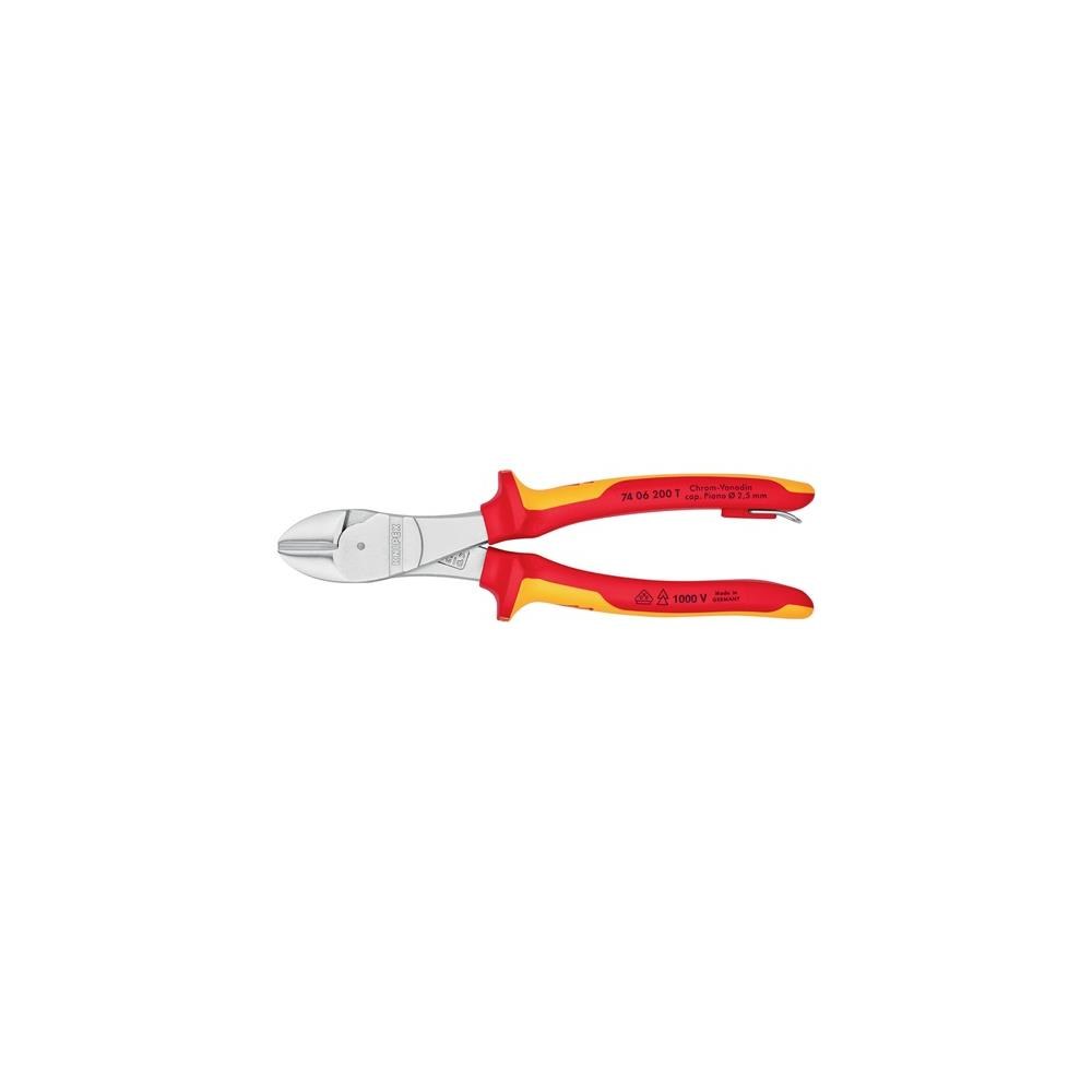 Knipex Kraftseitenschneider Länge 200 mm VDE Form 0 mit Befestigungsöse Mehrkomponenten-Hüllen – Bild 2