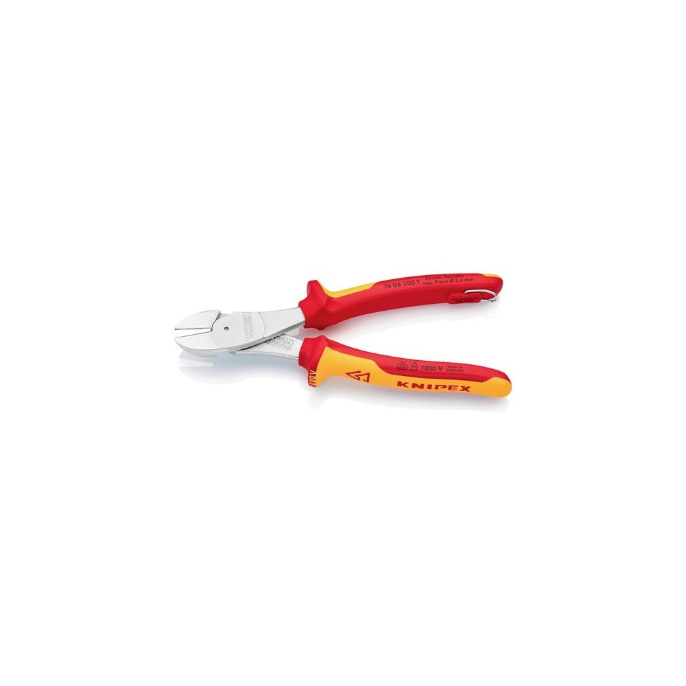 Knipex Kraftseitenschneider Länge 200 mm VDE Form 0 mit Befestigungsöse Mehrkomponenten-Hüllen – Bild 3