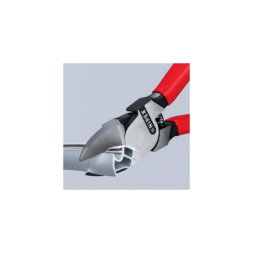 Knipex Seitenschneider für Kunststoffe Gesamtlänge 160 mm poliert 45° gewinkelt Kunststoffüberzug – Bild 3