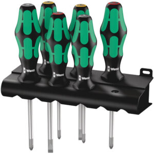 WERA Schraubendrehersatz Kraftform Plus 335/350/355/6 Lasertip + Rack