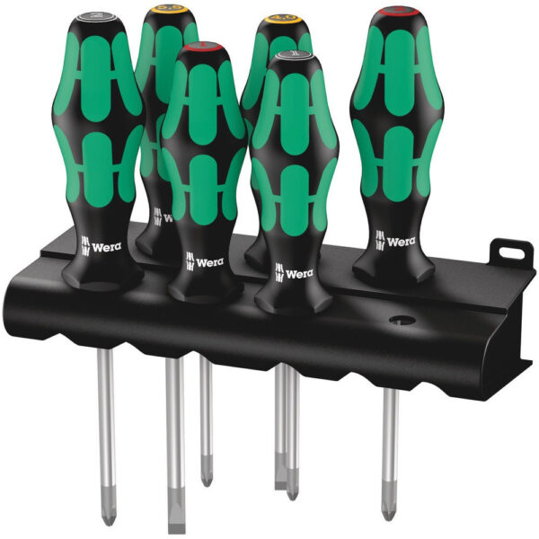 WERA Schraubendrehersatz Kraftform Plus 335/350/355/6 Lasertip + Rack