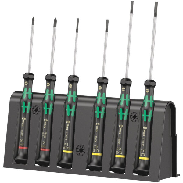 Wera 2035/6 A Elektronik-Schraubendrehersatz + Rack, 6-teilig