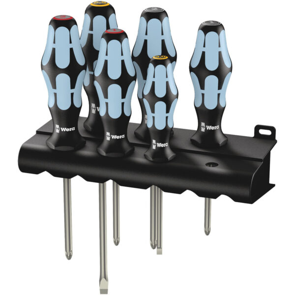 Wera 3334/3350/3355/6 Schraubendrehersatz, Edelstahl + Rack, 6-teilig