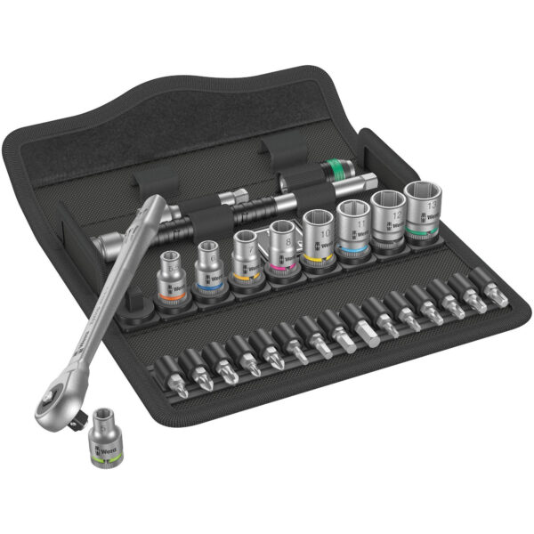 Wera 8100 SA 7 Zyklop Metal-Knarrensatz, Durchsteckvierkant, 1/4"-Antr