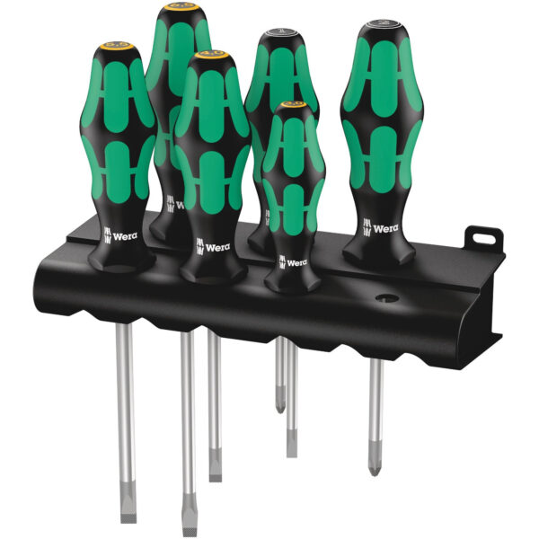 Wera 334/355/6 Rack Schraubendrehersatz Kraftform Plus Lasertip + Rack, 6-t