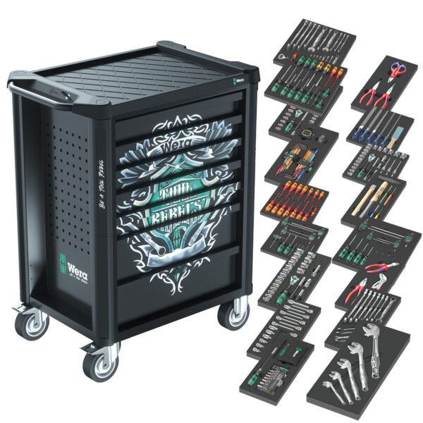 Wera 9700 Tool Rebel Werkstattwagen 1 V2 + 13 Schaumstoffeinlagen inkl. Werkzeug