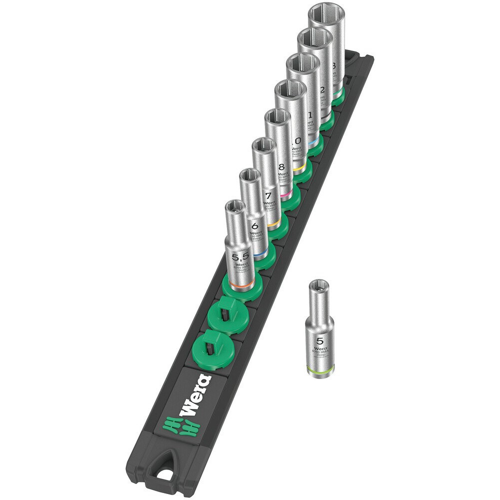 Wera Nuss-Magnetleiste A Deep 1 Steckschlüsseleinsatz-Satz Lang, 1/4"-Antrieb, 9-tlg. – Bild 2