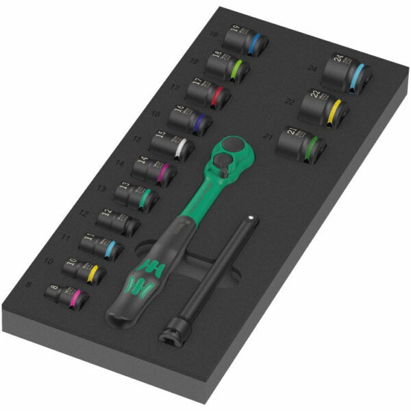 Wera 9724 Schaumstoffeinlage 8010 B Zyklop Comfort Knarre Set 1, 16-teilig