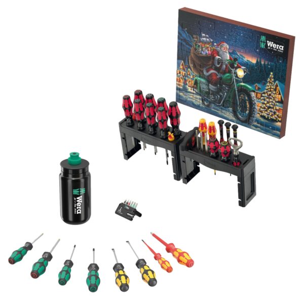 Wera Adventskalender 2025 + Schraubwerkzeug-Set + Trinkflasche Elite Fly Kraftform, 46-tlg.