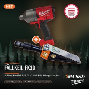 Set: GM-Tech Fällkeil FK30 + Milwaukee M18 FUEL ¾″ ONE-KEY Schlagschrauber