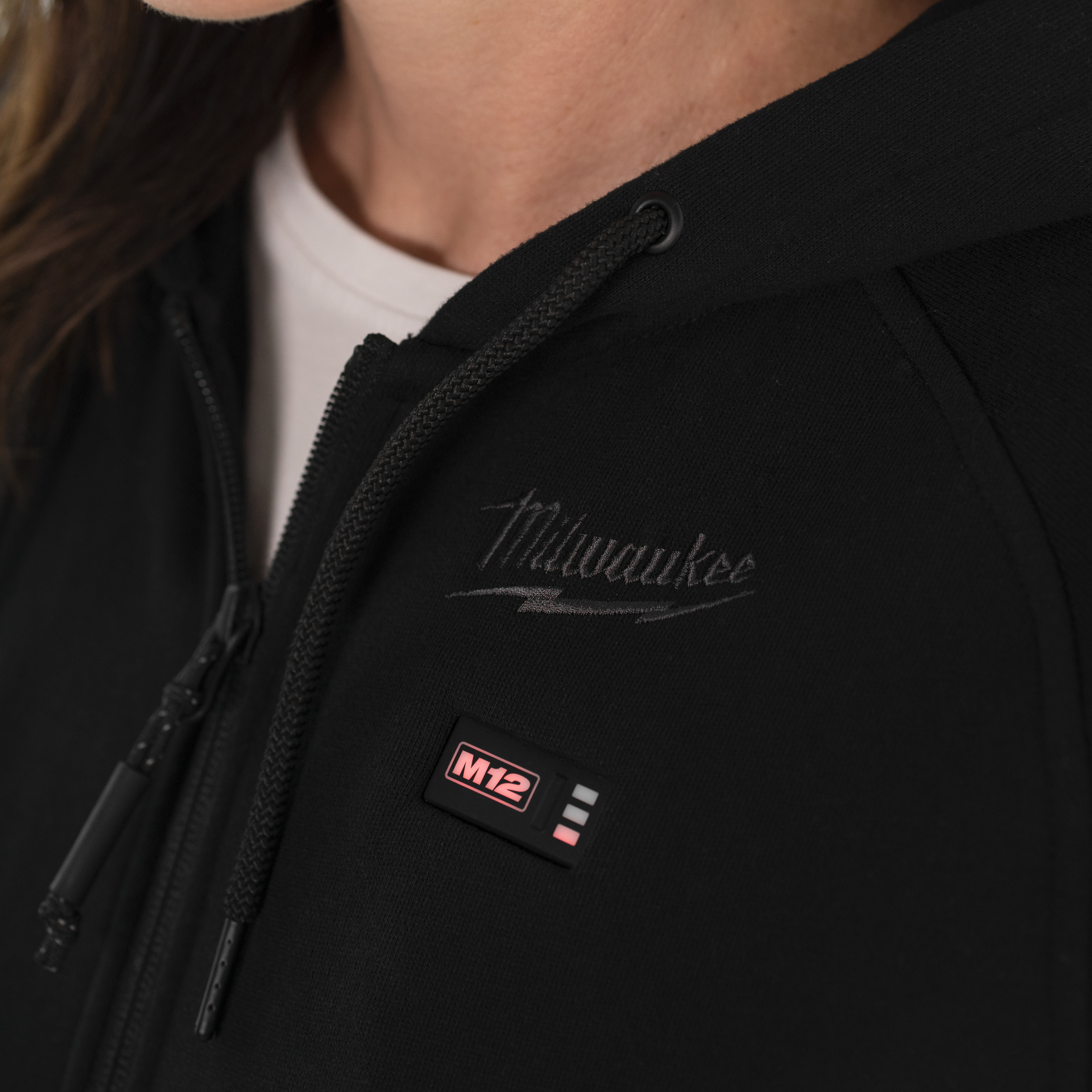 12 V Akku-Heiz-Kapuzenpullover Damen schwarz, ohne Akku u. Ladegerät
