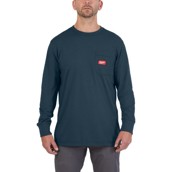 Arbeits-Langarm-Shirt blau mit UV-Schutz
