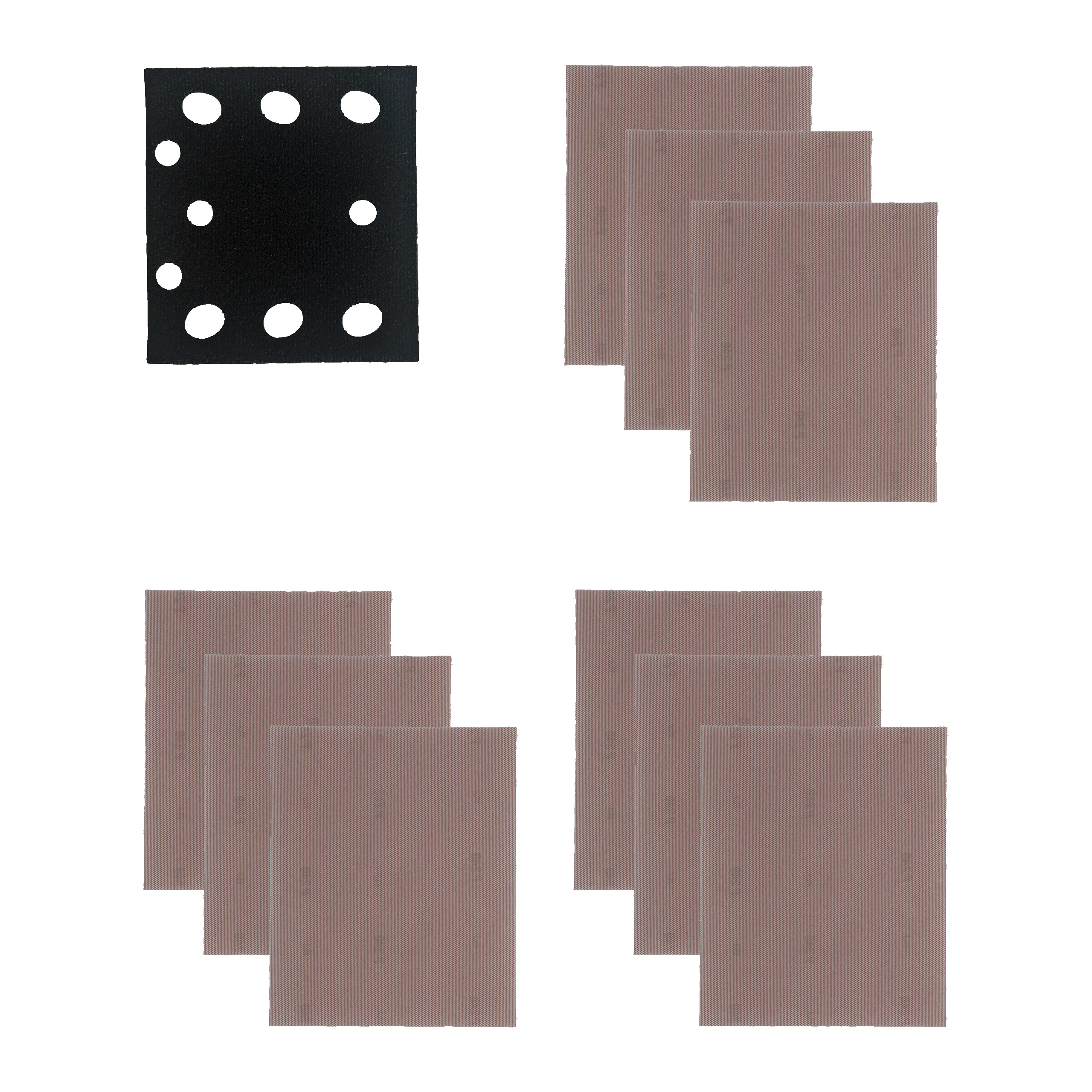 3 x K80, 3 x K120, 3 x K180, 1 x Zwischenplatte